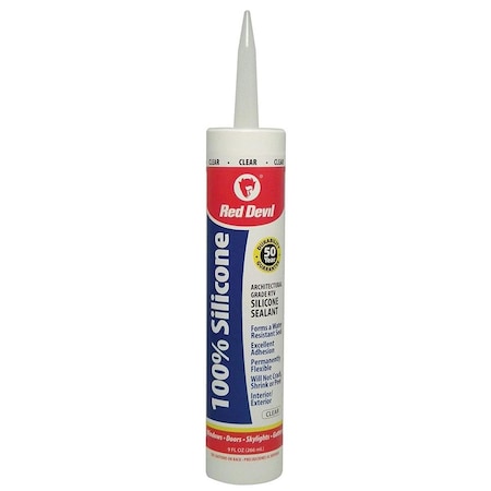 Red Devil 826 Silicone Sealant; Clear - 10.1 Oz - Pack Of 12